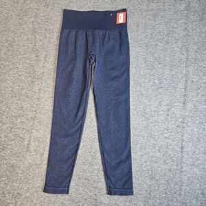 Spanx Leggings Women's Sz Medium Navy Haze Seamless Stripe Leggings